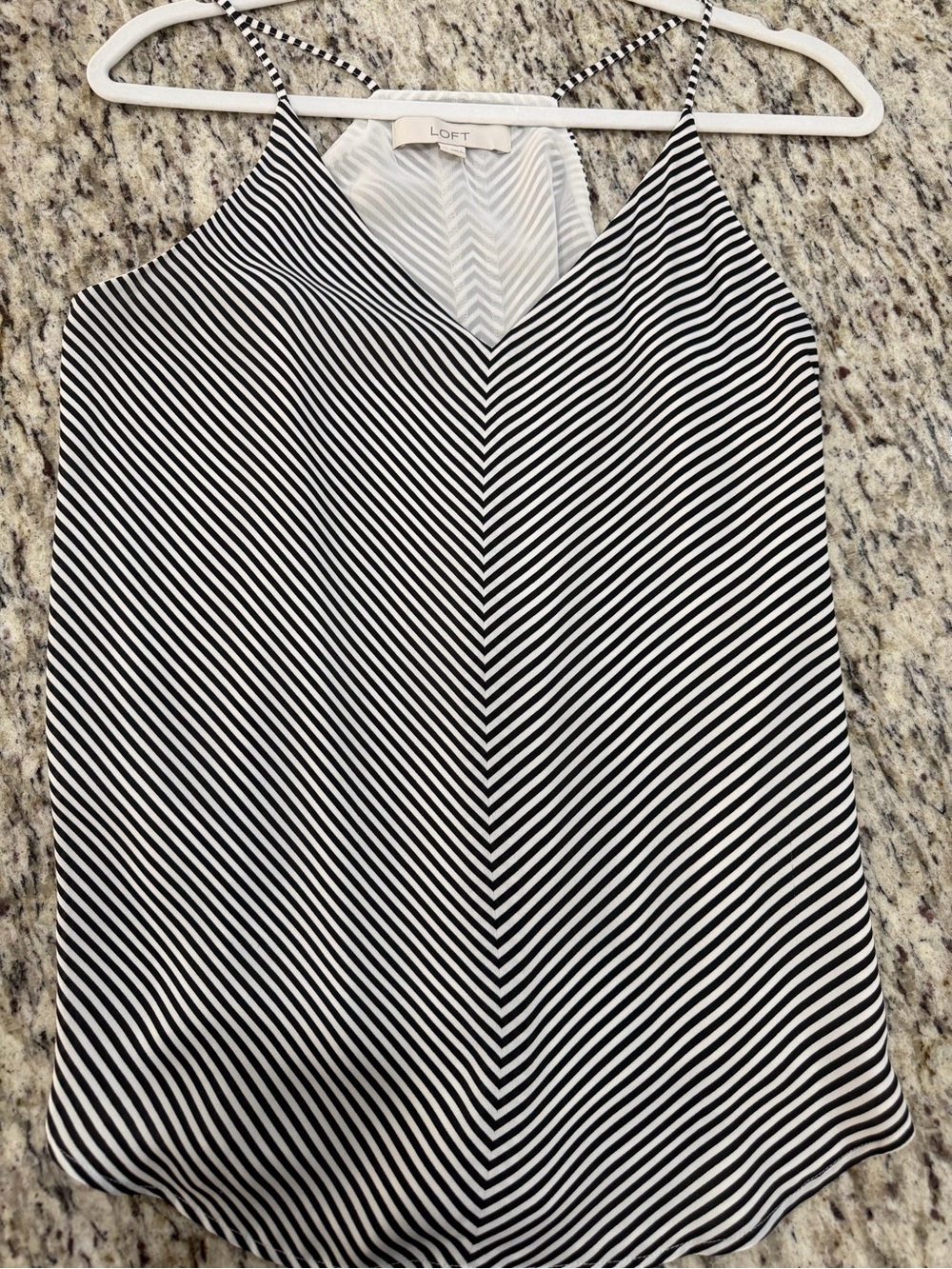 LOFT Black & White Striped V-Neck tank